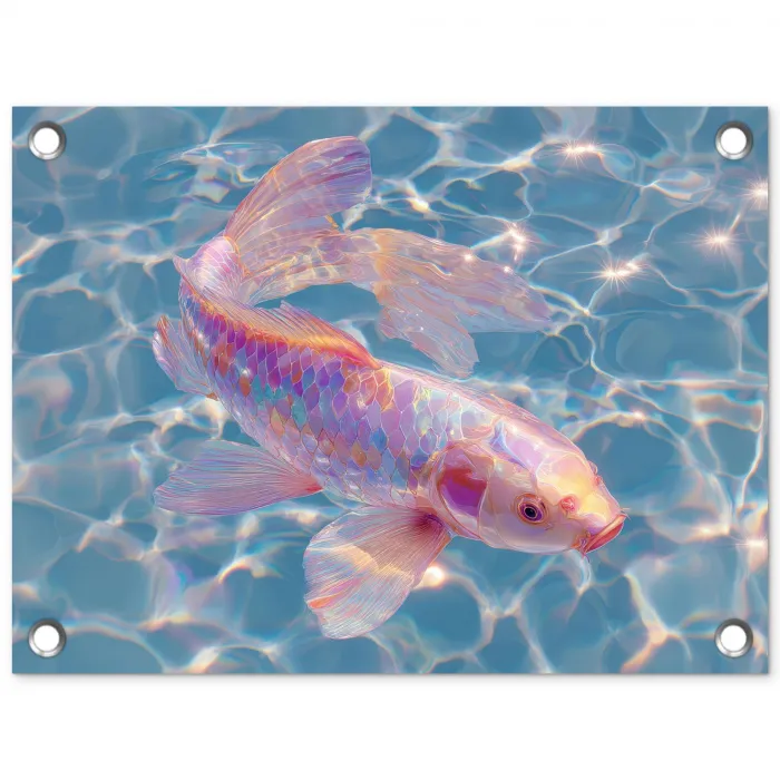 Vis - Water - Blauw - Licht tuinposter los doek klein -3d