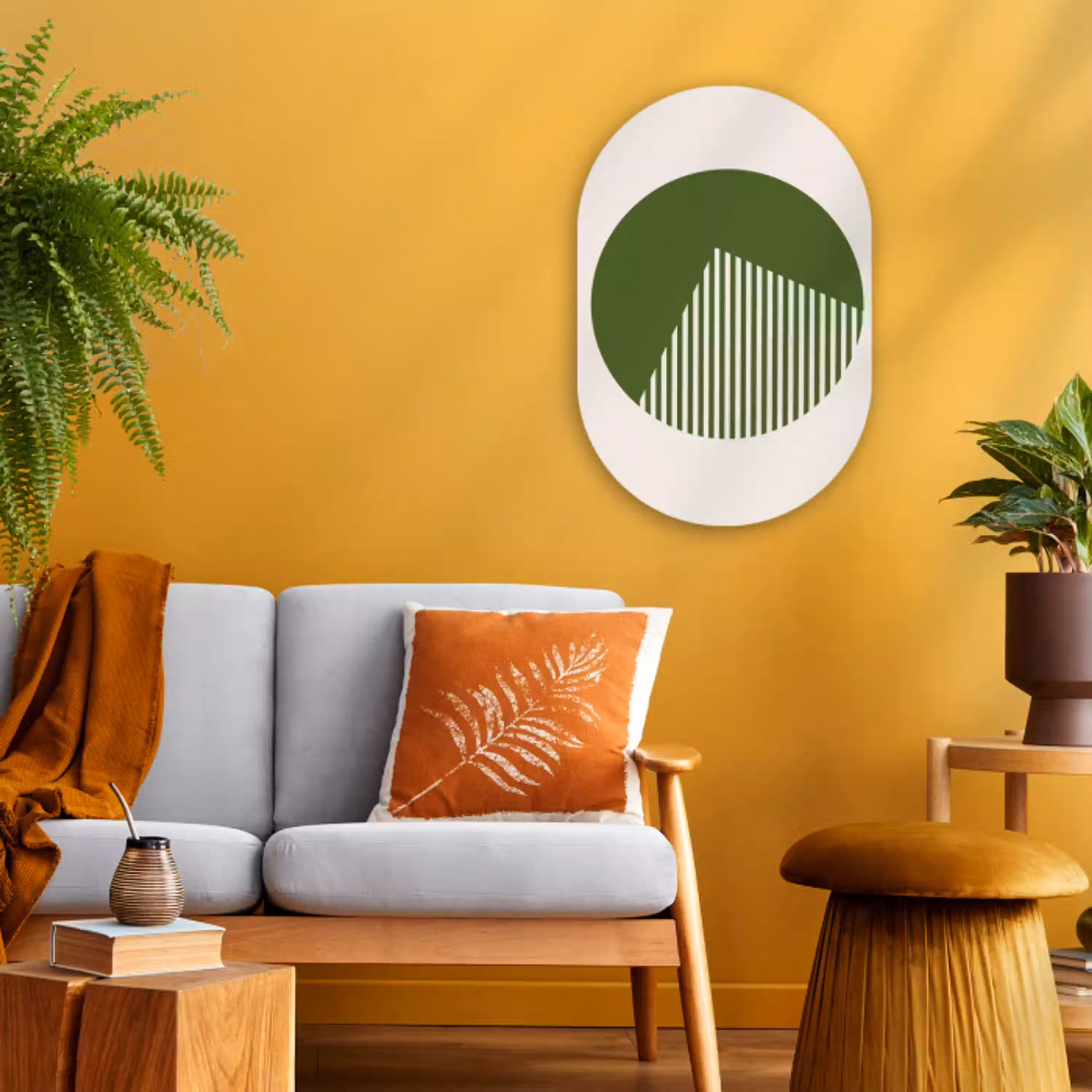 Cirkel - Strepen - Geometrisch - Abstract - Groen Wandcirkel Ovaal Forex klein -sfeer4