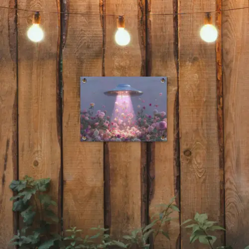 Ufo - Rozen - Pastelkleuren tuinposter los doek klein -sfeer1