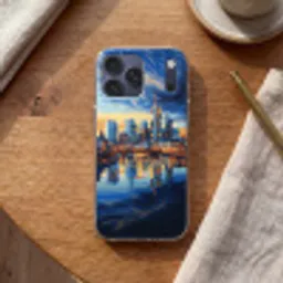 Zonsondergang Frankfurt - Stad - Skyline - Water Telefoonhoesje iPhone 17 Pro Max klein -sfeer1