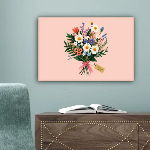 Margrieten - Boeket - Strikje - Roze canvas 2cm klein -sfeer4