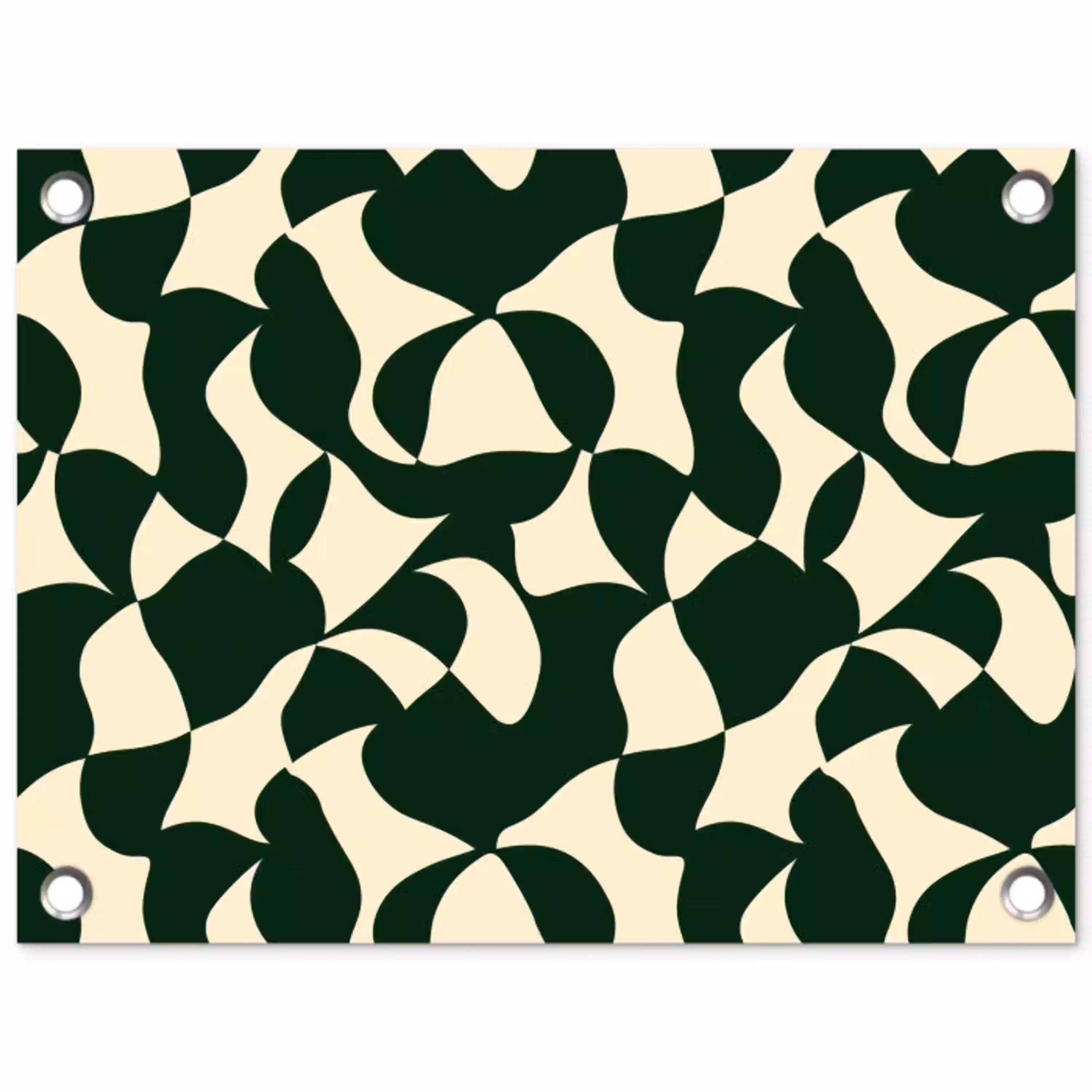 Groen - Organische vlakken - Crème tuinposter los doek klein 239 -3d