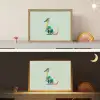 Staart - Dino - Minimalistisch - Blauw Light Box met batterij (Wandlamp kind) middel -sfeer3_kind