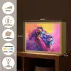 Leeuw - Verf- Kleuren - Dier Light Box met batterij (Wandlamp kind) middel -USP_websiteoverzichtNL