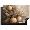 Kerst - Kerstballen - Beige - Goud Inductie beschermer vinyl 3mm klein -3d