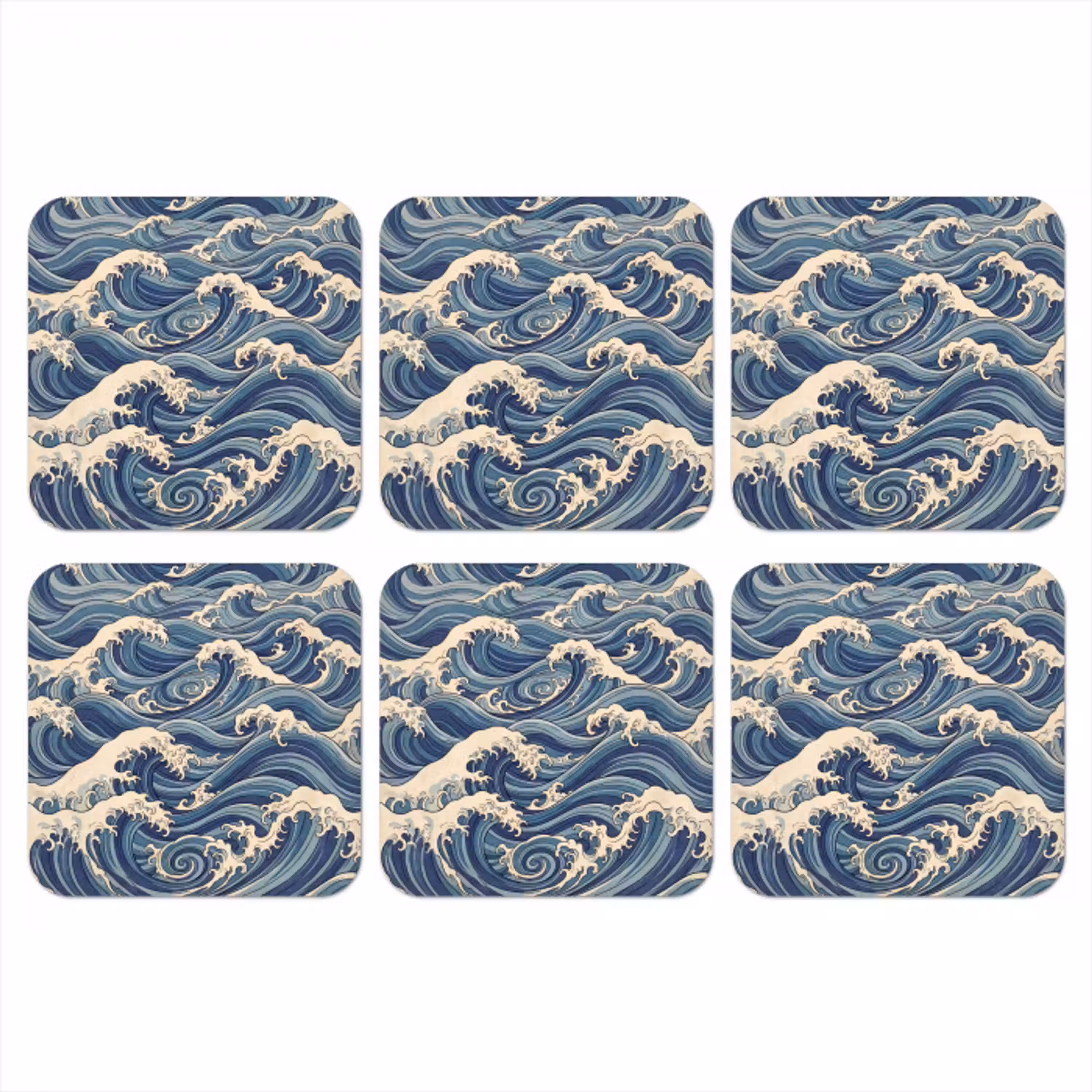 Golven - Zee - Natuur - Abstract - Blauw onderzetter kurk middel -3d