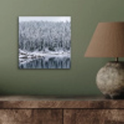 Bos - Reflectie - Meer - Winter - Serene aluminium wit klein -sfeer2