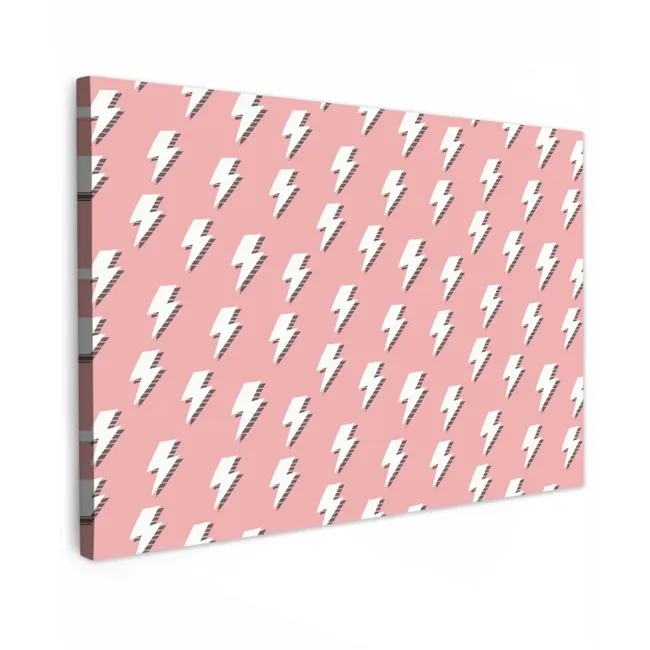 Patroon - Wit - Bliksem - Roze Tuinposter op houten frame 2 cm dik klein 845 -3d