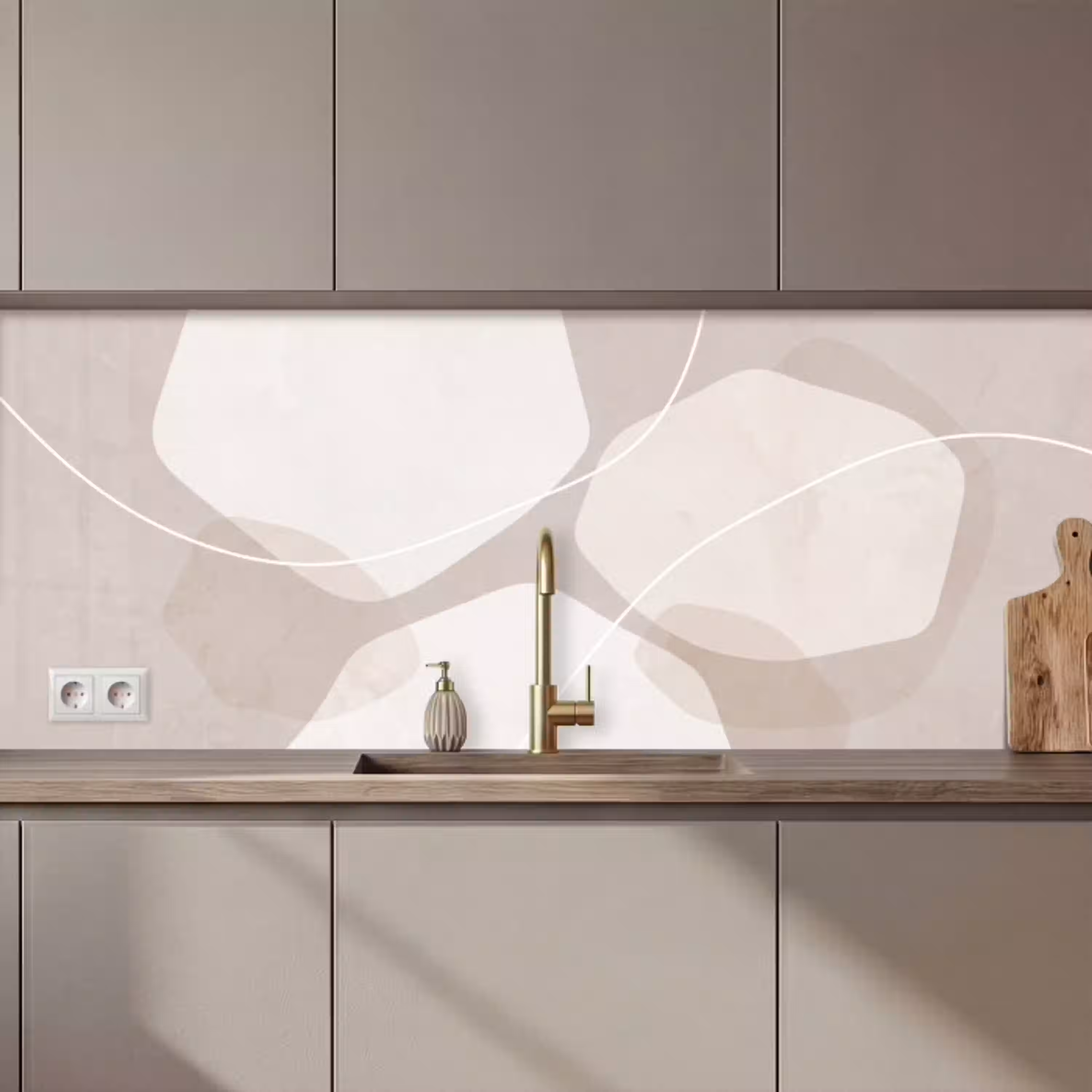 Abstract - Vormen - Beige keuken achterwand 2 middel zz_3dshopping