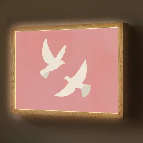Duiven - Wit - Sierlijk Light Box met batterij (Wandlamp) middel -z3d_website