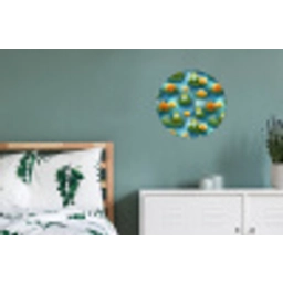 Kikker - Lelies - Groen Wandcirkel aluminium klein 190 -slaapkamer