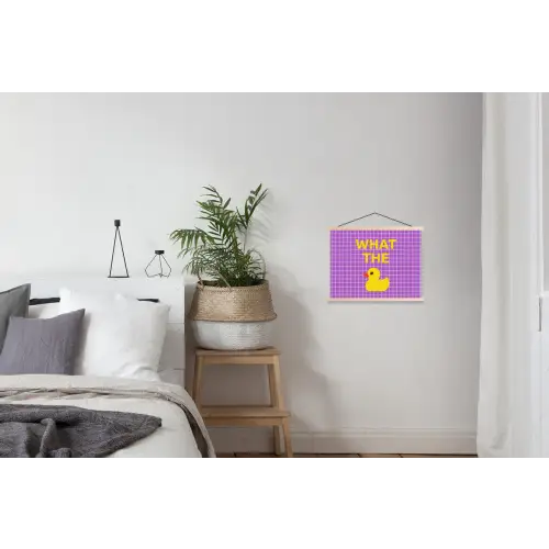 Tekst - Eend - Paars textielposter latten blank klein -woonkamer