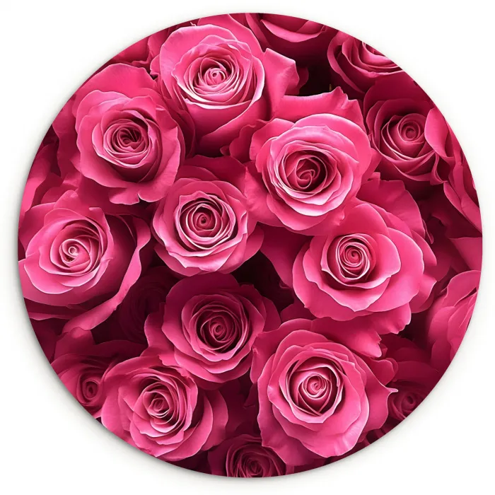 Rozen - Pink - Bloem Wandcirkel kunststof plaat 5mm dik klein -3d