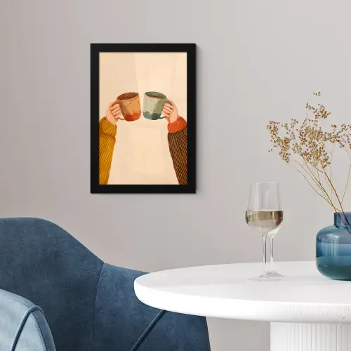 Illustratie - Mokken - Proosten - Bruin fotolijst zwart zonder passe partout klein -sfeer4