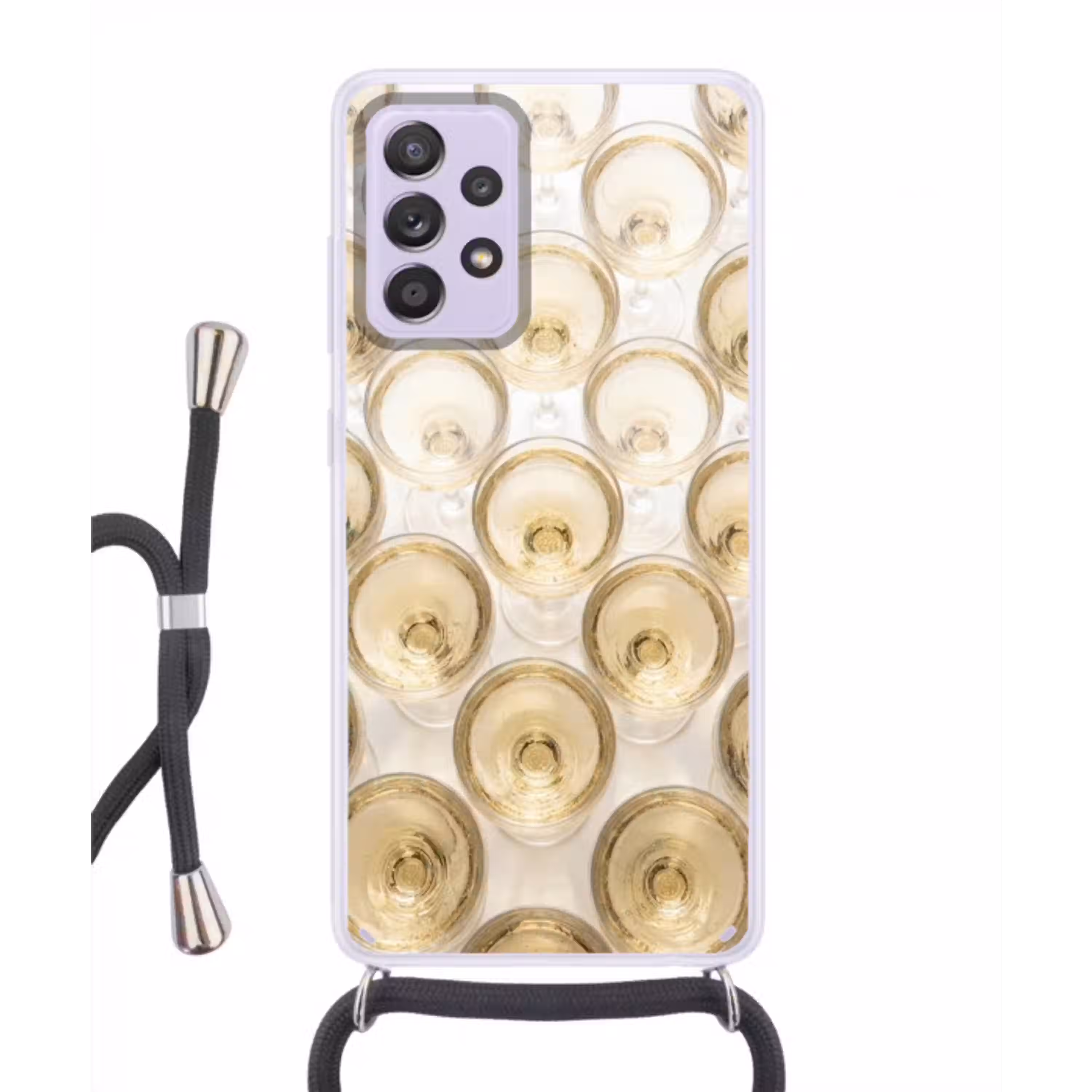 Drank - Glazen - Feest - Goud Hoesje Samsung Galaxy A52 5G met koord klein -3d