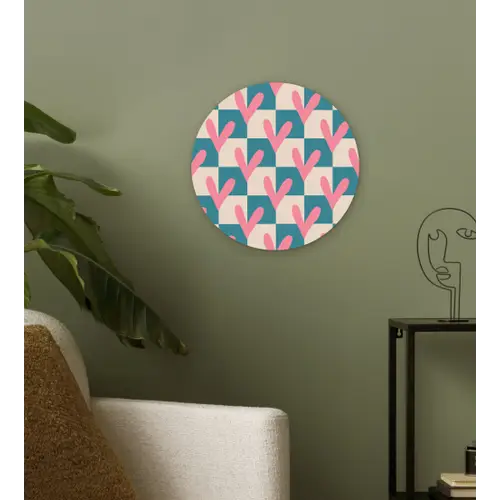 Vlakken - Hartjes - Patroon - Retro Wandcirkel plexiglas klein 852 -sfeer3