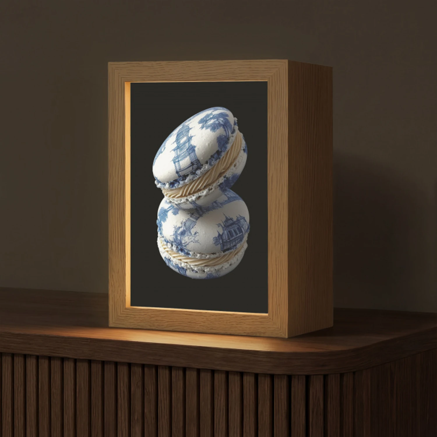Eten - Macarons - Delfts blauw - Koekjes Light Box met kabel (Tafellamp) klein -z3d_website