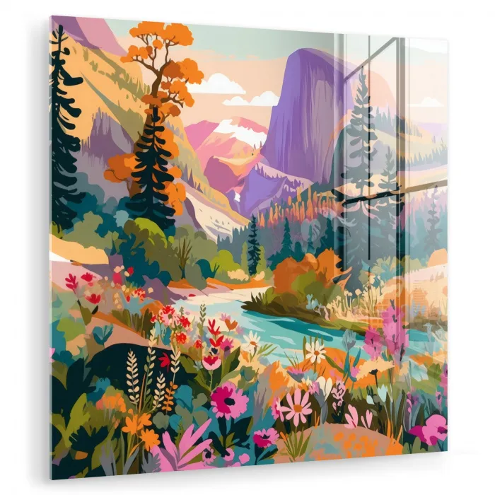 Rivier - Vallei vol bloemen - Levendig plexiglas 5mm klein -zzzproduct_nieuw