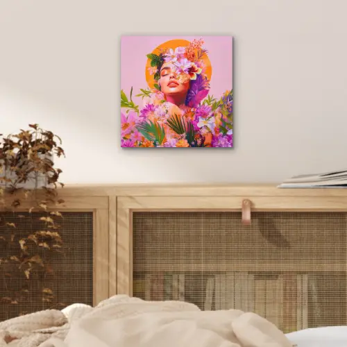 Vrouw - Abstract - Cirkel - Bloemen aluminium wit klein -sfeer3