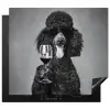 Hond - Krullen - Zonnebril - Wijn Inductie beschermer vinyl 3mm middel -3d