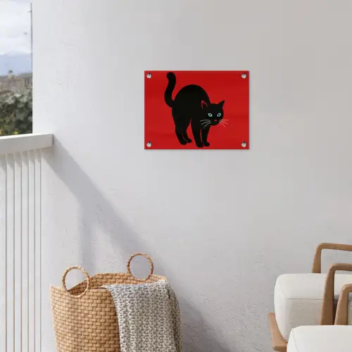 Kat - Zwart - Staart tuinposter los doek klein -sfeer8