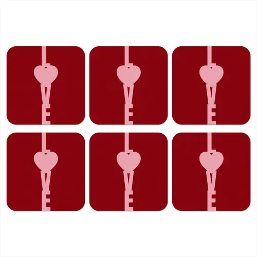 Love - Hart - Rood onderzetter kurk middel -3d
