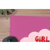 Girl power - Wolk - Roze muismat rubber klein -closeup