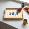 Salut - Quote - Strepen - Geel - Blauw - Wit Dienblad Rechthoek middel -sfeer2