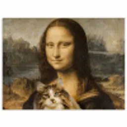 Mona Lisa - Kat - Leonardo da Vinci - Vintage - Kunstwerk - Oude meesters - Schilderij poster papier klein -3d