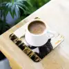 Panter - Zwart - Abstract - Goud onderzetter kurk middel -sfeer5