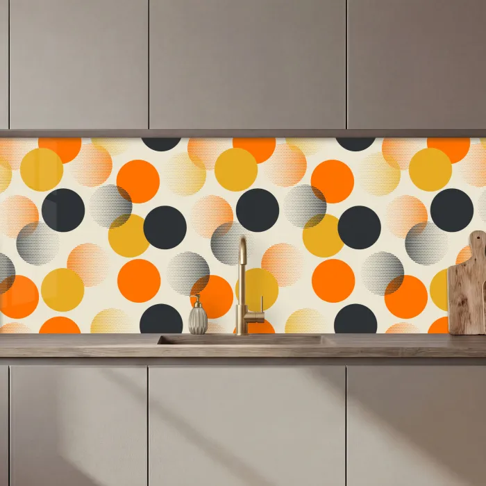 Polkadot - Design - Retro - Oranje keuken achterwand 2 middel 871 zz_3dshopping