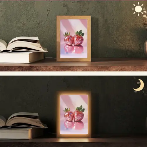 Disco - Fruit - Glitter - Strawberry Light Box met kabel (Tafellamp) klein -sfeer3