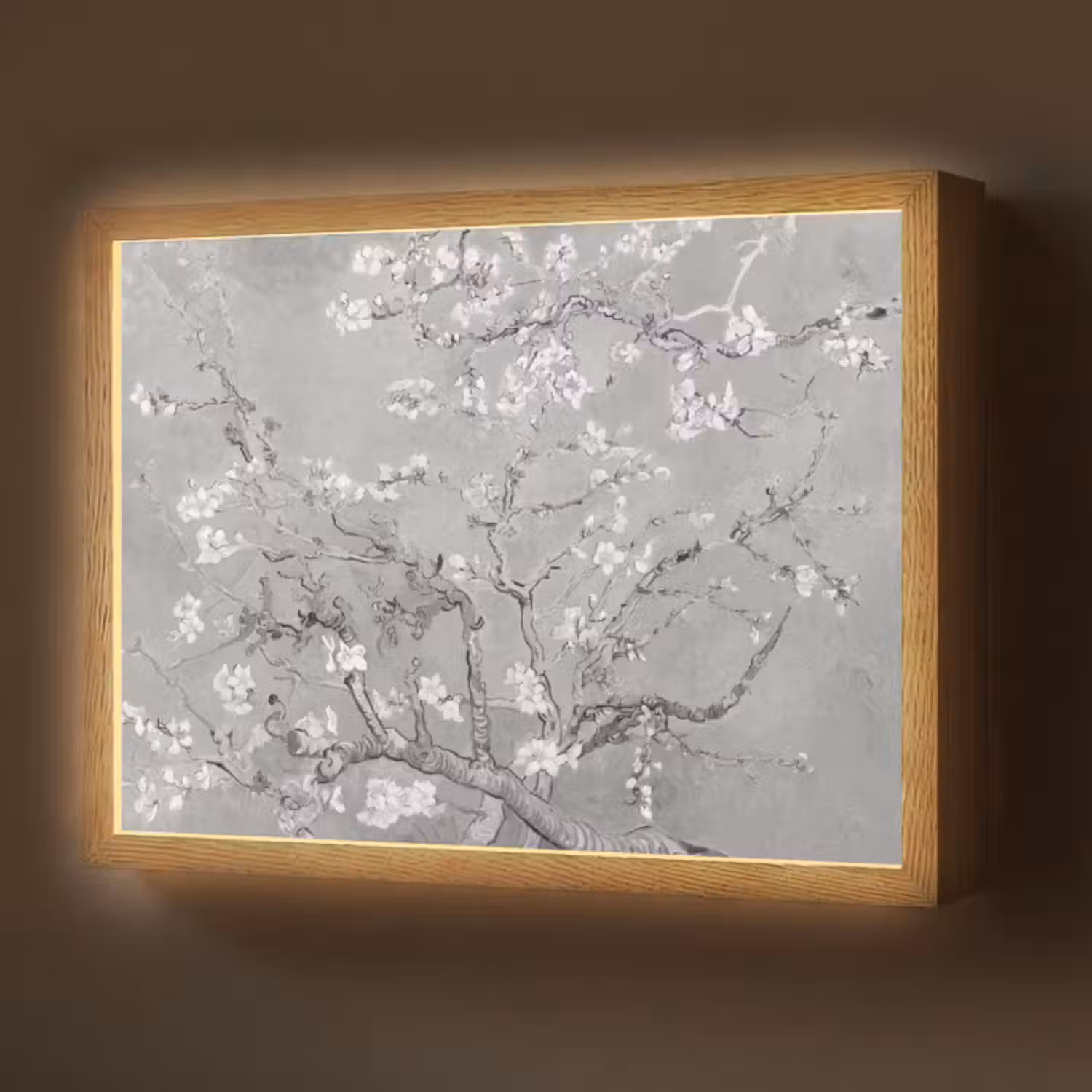 Lightbox - Wandlamp - Amandelbloesem - Kunst - Van Gogh - Grijs