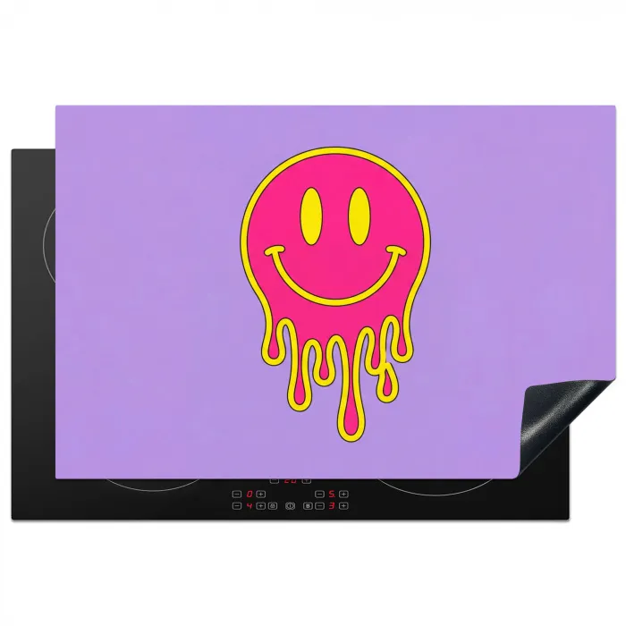 Smiley - Drip - Neon Inductie beschermer vinyl 3mm klein -3d
