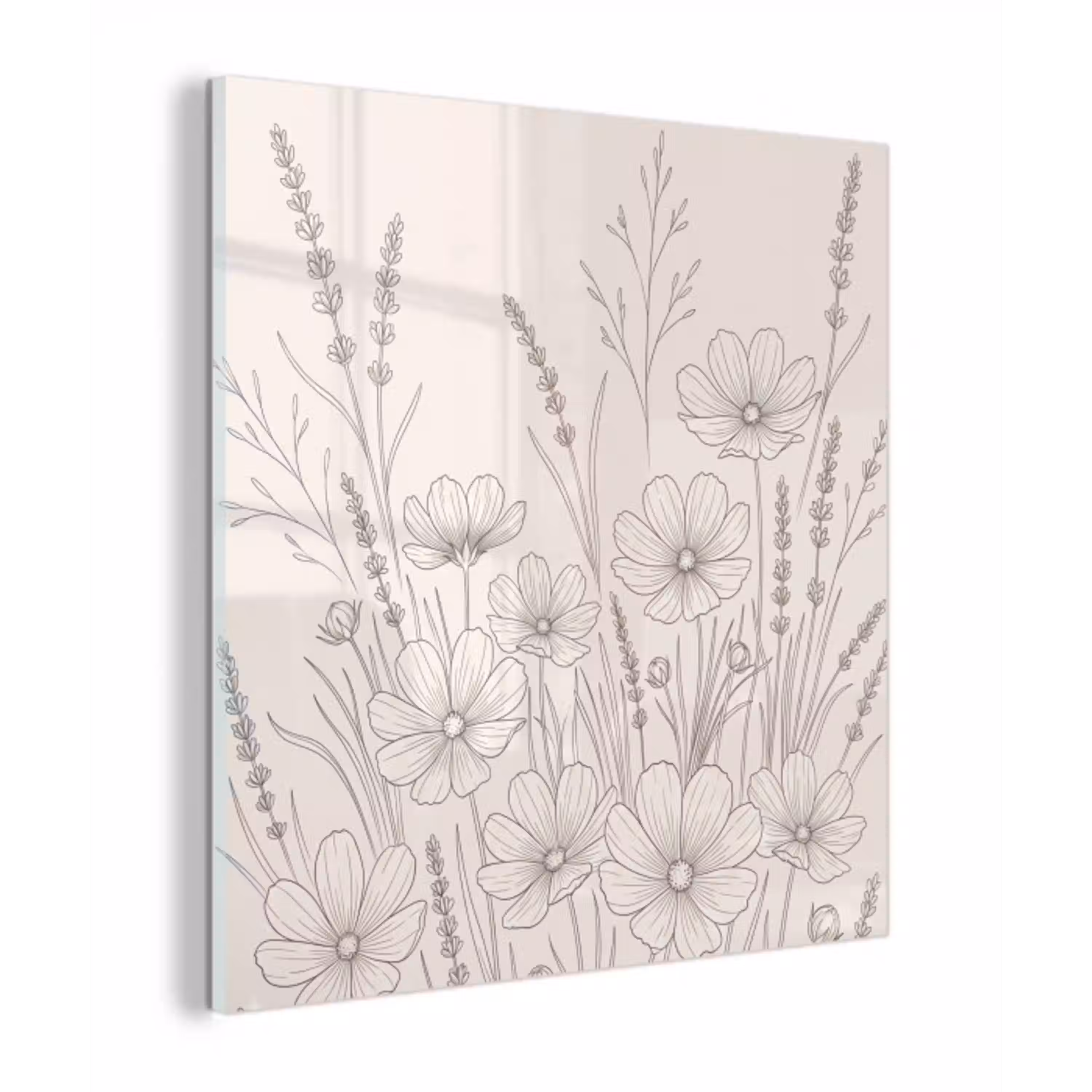 Minimalistisch - Modern - Bloemen - Beige plexiglas 5mm klein -z3d