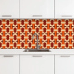 Geometrisch - Retro - Oranje keuken achterwand 2 middel 871 -3d