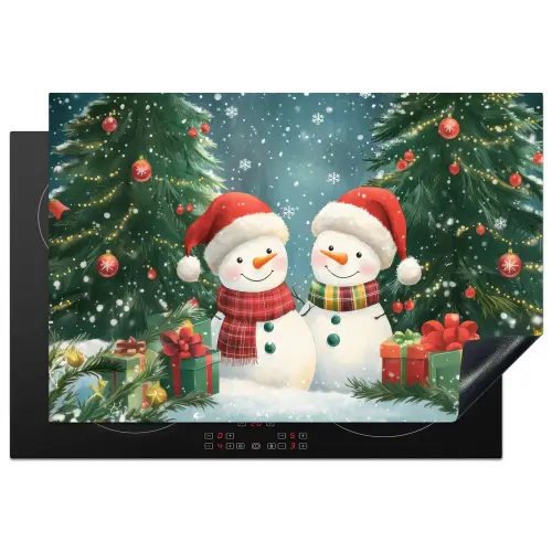 Sneeuwpop - Kerstsneeuw - Groen - Rood Inductie beschermer vinyl 3mm klein -3d