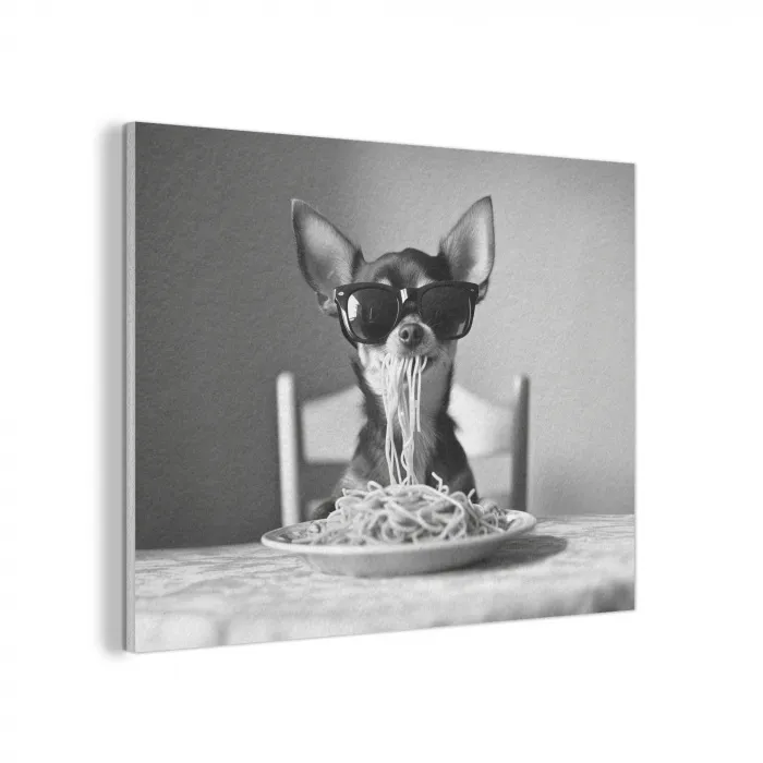 Chihuahua - Hond - Zonnebril - Humoristisch - Zwart - Wit - Spaghetti PET vilt klein -3d