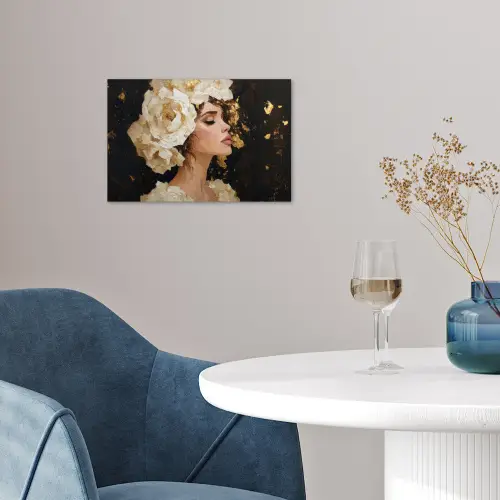 Abstract - Vrouw - Bloemen - Wit poster papier klein -sfeer3
