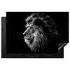 Zwart Wit - Leeuw - Kop - Dieren Inductie beschermer vinyl 3mm klein -3d