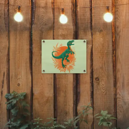 Dinosaurus - Groen - Planten - Cirkel tuinposter los doek klein -sfeer1