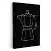 Mokkapot - Zwart - Wit - Lijntekening KitchenYeah - Keuken - Canvas klein -3d