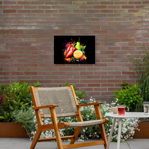 Paprika - Peer - Citroen - Graffiti - Verf - Abstract Tuinposter op houten frame 2 cm dik klein -sfeer3