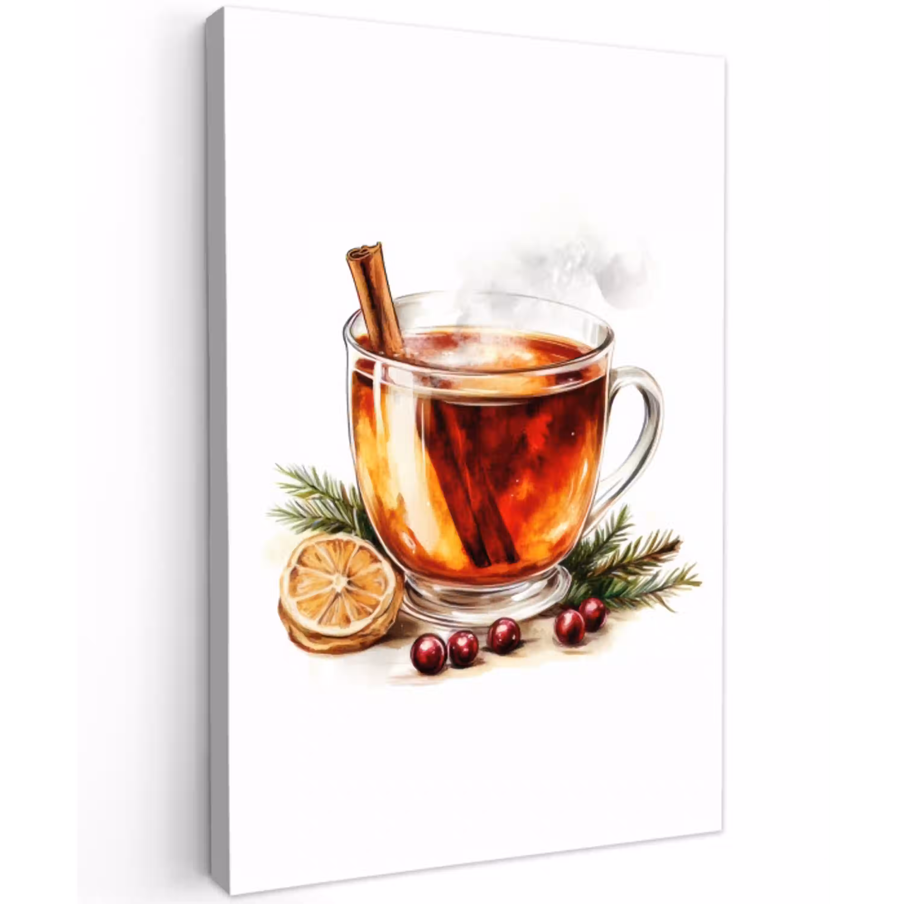 Thee - Warm - Winter - Sfeer Tuinposter op houten frame 2 cm dik middel -3d