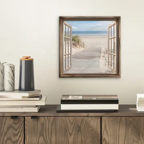 Doorkijk - Strand - Duinen - Pad - Landschap aluminium wit klein -sfeer1