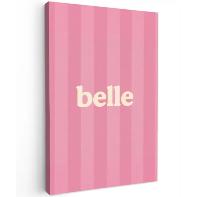 Roze - Gestreept - Belle Tuinposter op houten frame 2 cm dik klein -3d