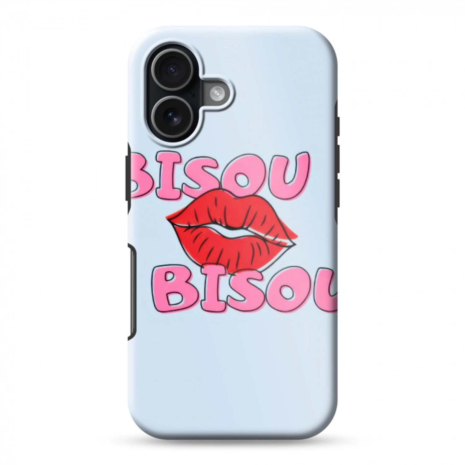 Bisou - Blauw - Roze - Lippen Toughcase MagSafe Apple iPhone 17 klein -3d
