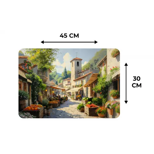 Dorp - Zon - Kraampjes - Huizen Placemat vinyl groot -specs