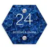 Blauwe rozen - Klassiek Naambord Hexagon klein -3d