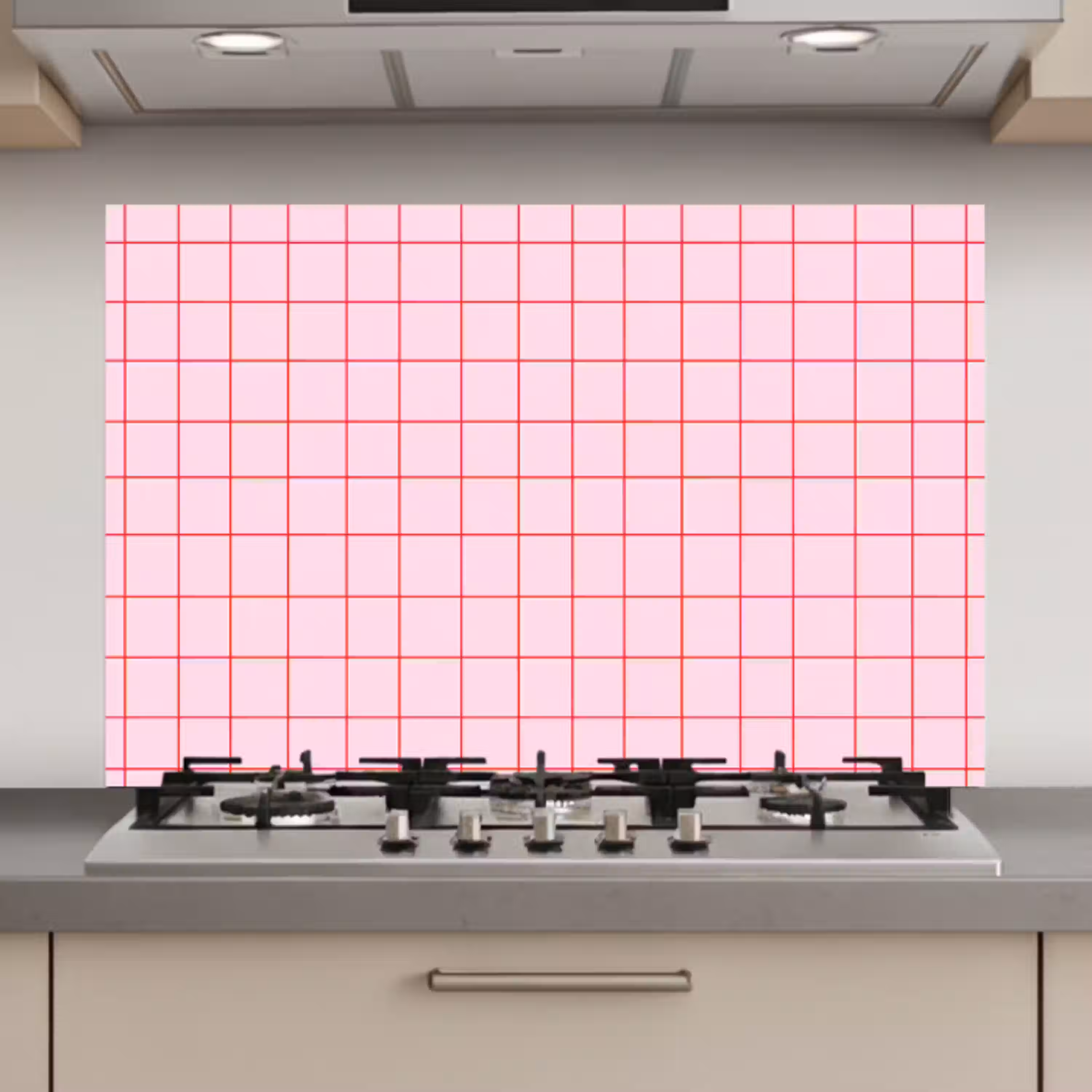 Raster - Patroon - Roze keuken achterwand spatscherm klein 900 -3d_website